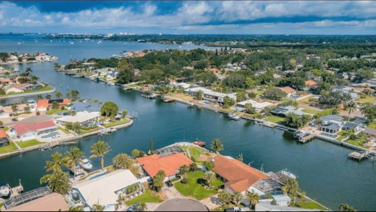 Waterfront neighborhood canal view