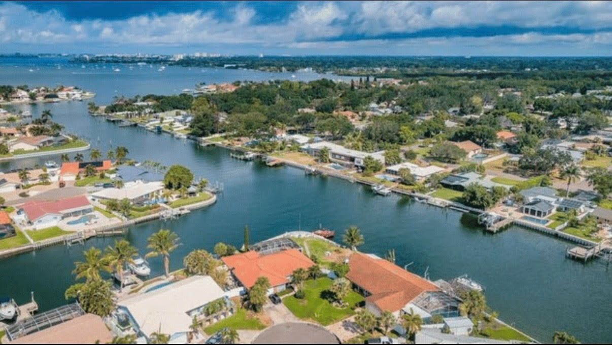 Waterfront neighborhood canal view